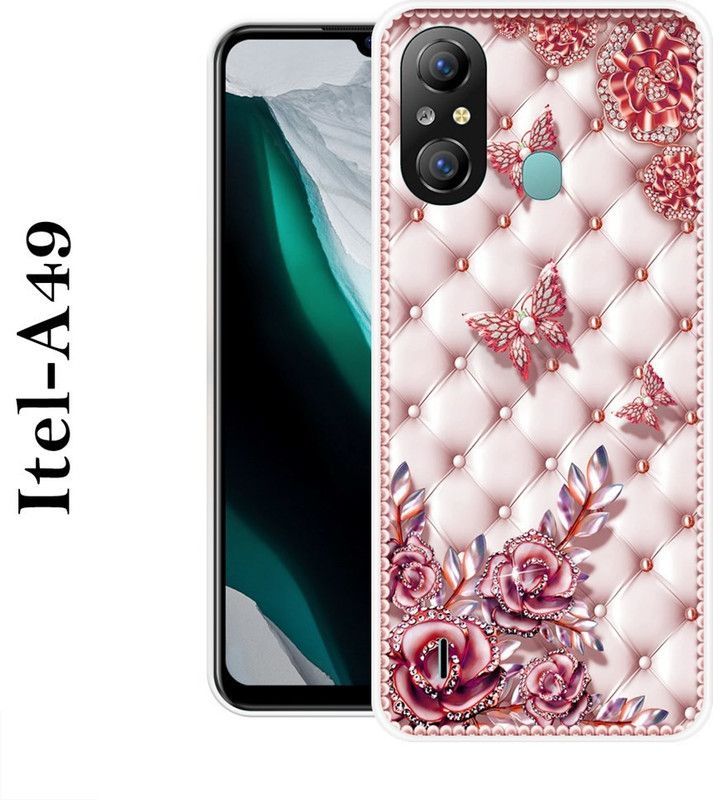 REALKING Back Cover for Itel A49  (Pink, White, Silicon)