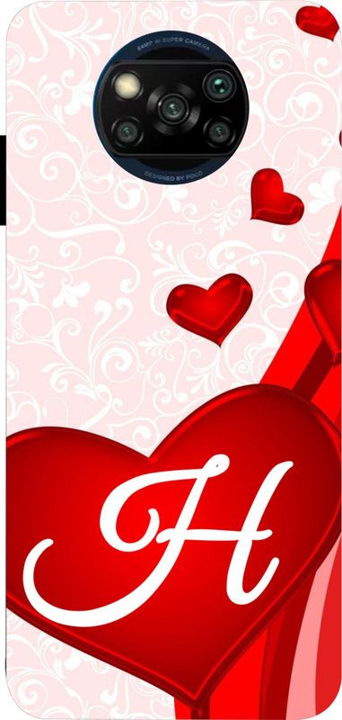LIKELOOK Back Cover for Poco X3, Poco X3 Pro ( H Name, H Letter, H love, H heart )  (Multicolor, Shock Proof, Pack of: 1)