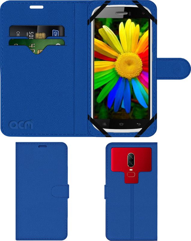 ACM Flip Cover for Celkon Millennium Elite Q470  (Blue, Cases with Holder, Pack of: 1)