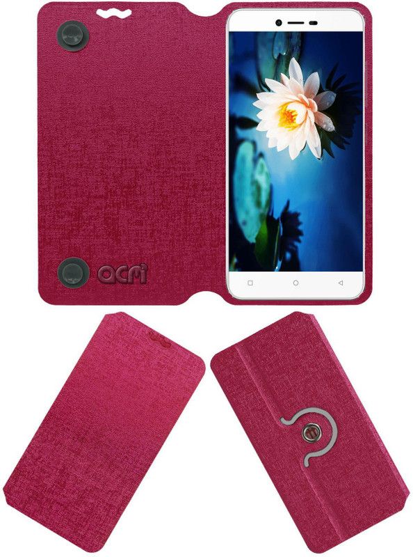 ACM Flip Cover for Gionee P7  (Pink, Cases with Holder, Pack of: 1)
