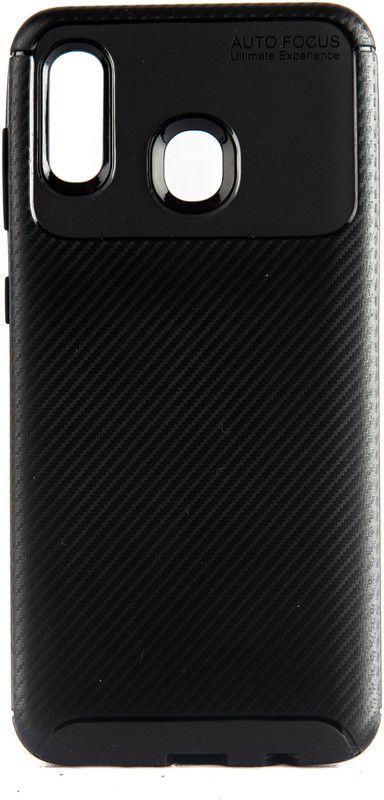 Mystry Box Back Cover for Leather Pattern Soft Auto Focus Back Case Cover for Samsung Galaxy A20  (Black, Grip Case, Silicon, Pack of: 1)