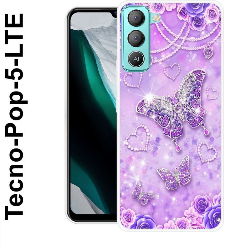 JATLAND Back Cover for Tecno 5 LTE  (Purple, Silver, Silicon)