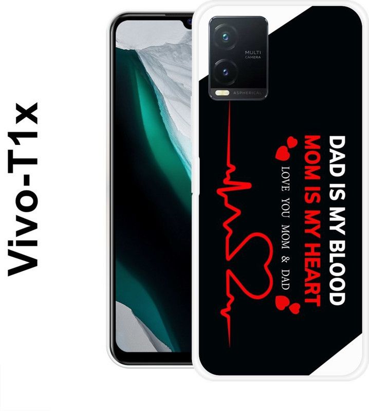 SIMAWAT Back Cover for Vivo T1x  (Black, White, Grip Case, Silicon)