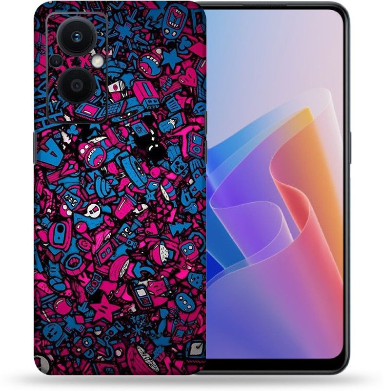 OggyBaba Oppo F21 Pro 5g, Blue Doodle Mobile Skin  (Multicolor)