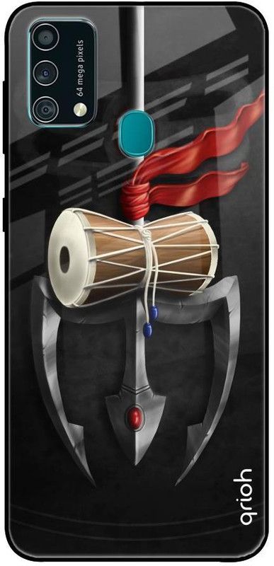 QRIOH Glass Back Cover for Samsung Galaxy F41  (Black, Grip Case, Silicon, Pack of: 1)