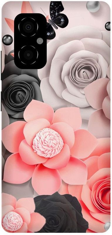 play fast Back Cover for POCO M4 5G, MZB0BRWIN, ROSE, ROSES, PINK, WHITE, FLOWER  (Multicolor, Hard Case, Pack of: 1)