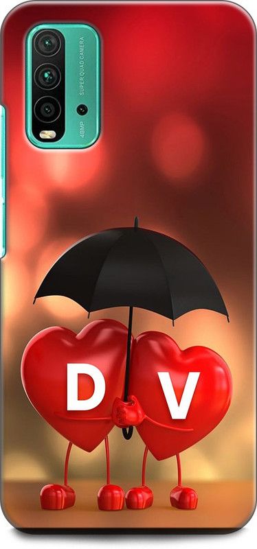 KEYCENT Back Cover for REDMI 9 Power D V, D LOVES V, NAME, LETTER, ALPHABET, DV LOVE, HART, BLUE  (Multicolor, Pack of: 1)