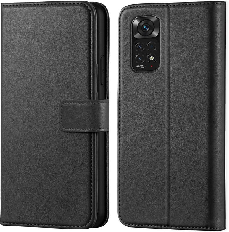 Pidgeot Wallet Case Cover for Redmi Note 11S | Inside TPU with Card Pockets | Wallet Stand | Magnetic Closure |  (Black, Grip Case, Pack of: 1)
