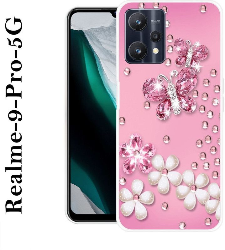 SIMAWAT Back Cover for Realme 9 Pro 5G  (Pink, Silver, Grip Case, Silicon)