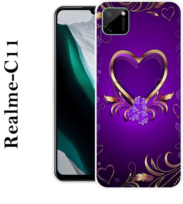 BAGRA Back Cover for Realme C11  (Purple, Gold, Grip Case, Silicon)
