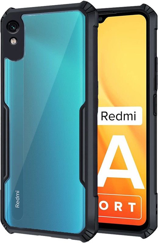 ARIESMO Back Cover for REDMI 9A, REDMI 9i, REDMI 9A Sport, REDMI 9i Sport  (Black, Transparent, Shock Proof, Pack of: 1)