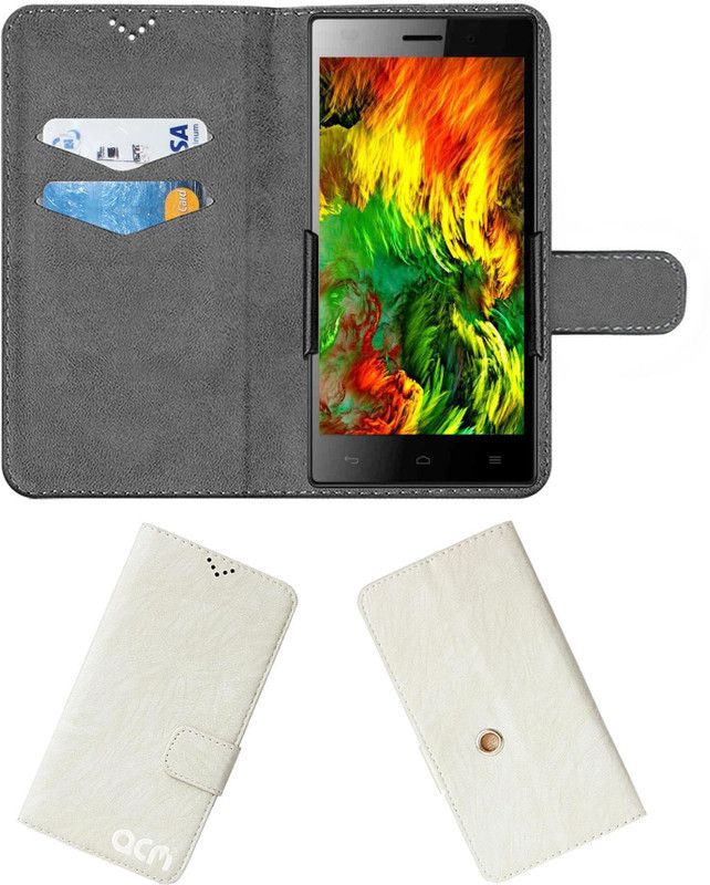 ACM Flip Cover for Intex Cloud Power+ Plus  (White, Cases with Holder, Pack of: 1)