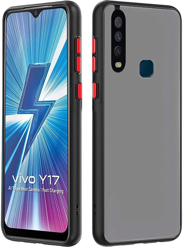 Mobiteq Back Cover for Smoke with Camera Protection Frame Back Cover Case for Vivo Y17  (Black, Dual Protection, Silicon)