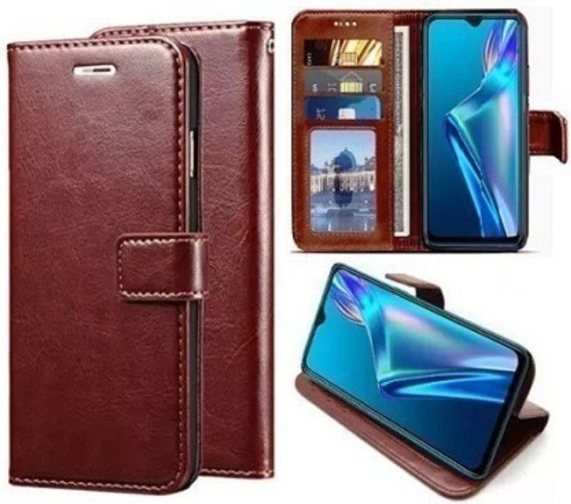 Aarov Flip Cover for Realme 7 Pro  (Brown, Dual Protection, Pack of: 1)