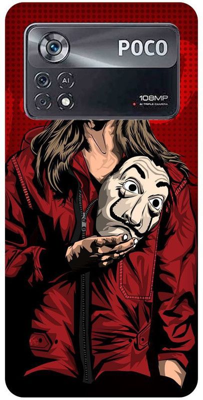 FRONK Back Cover for POCO X4 Pro 5G, LISBOA, MONEY, HEIST, ACTRESS  (Red, Hard Case, Pack of: 1)