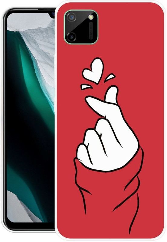 KLC Back Cover for Realme C11  (Red, White, Grip Case, Silicon)
