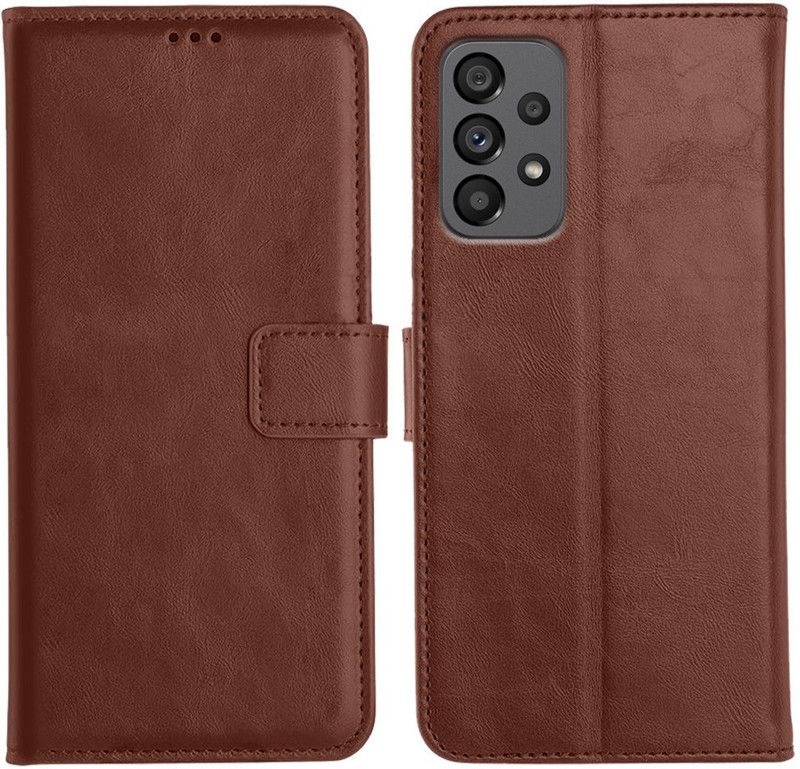 Accesorios Flip Cover for Samsung Galaxy A73 5G  (Brown, Dual Protection)