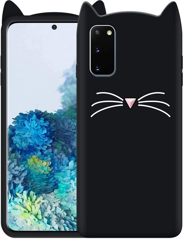 Just Be You Back Cover for Samsung Galaxy S20FE Back Cover|3D Cartoon Mustache Meow Cat Kitty  (Black, Flexible, Pack of: 1)