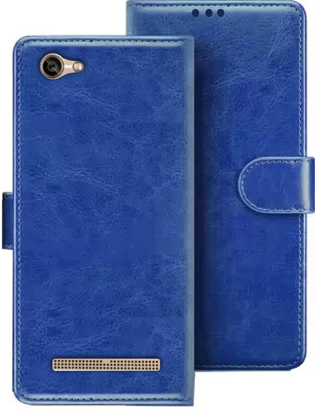 HANIRY Flip Cover for Lava A77 flip cover | A77T flip cover | Blue  (Blue, Magnetic Case)