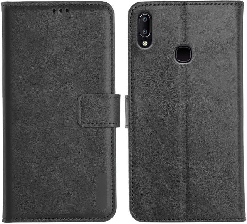 Genron Flip Cover for Vivo Y93  (Black, Dual Protection)
