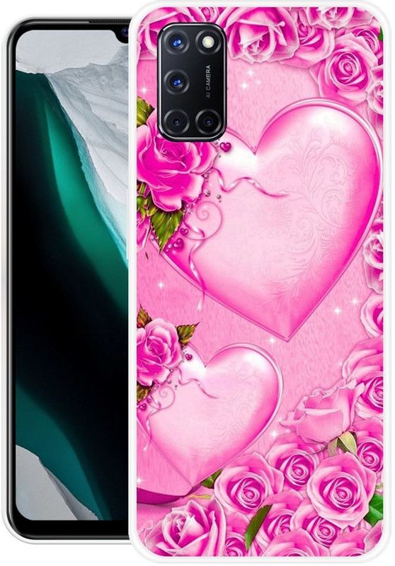 INDIALAND Back Cover for Oppo A52  (Pink, Green, Grip Case, Silicon)