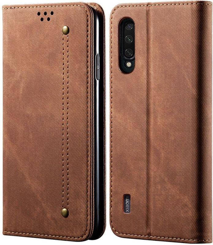 Pure Color Wallet Case Cover for Xiaomi Mi A3  (Brown, Magnetic Case)