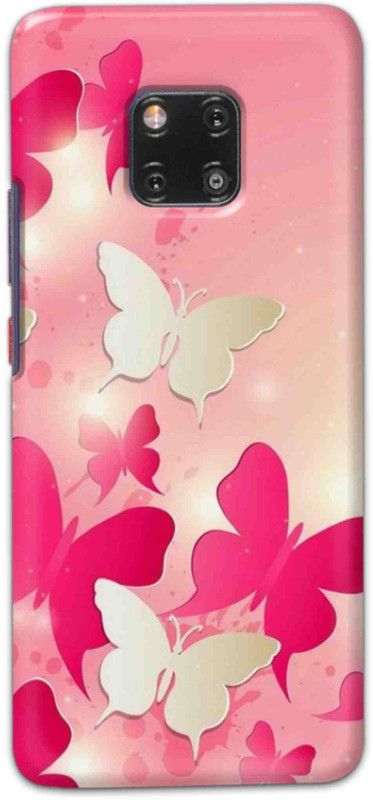NDCOM Back Cover for Huawei Mate 20 Pro Pink Butterfly Printed  (Multicolor, Hard Case, Pack of: 1)