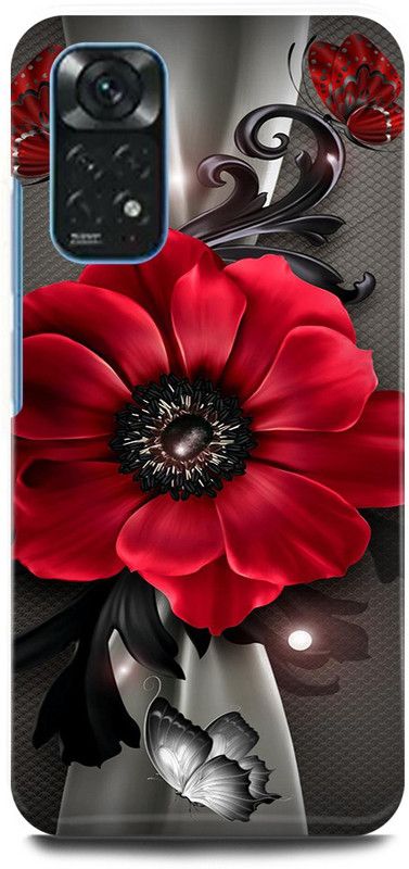 play fast Back Cover for Redmi Note 11 RED, FLOWER, NATURE, GRAPHIC  (Red, Hard Case, Pack of: 1)