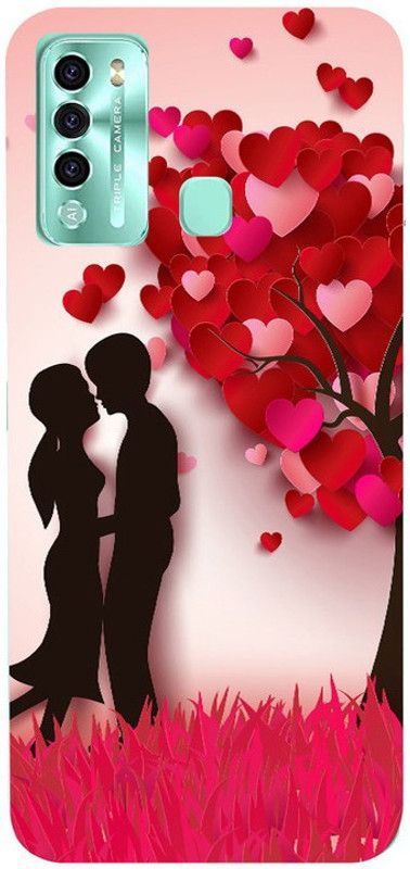 Golden Mask Back Cover for Itel Vision 2 Boy and Girl in Love Tree Heart  (Multicolor, Waterproof, Silicon, Pack of: 1)