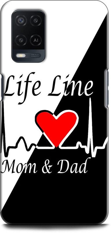 INDICRAFT Back Cover for OPPO A54, CPH2239 MOTHER, MAA, FATHER, LIFE LINE MOM DAD, LOVE  (Multicolor, Dual Protection)