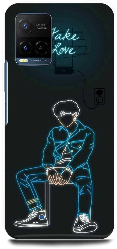 play fast Back Cover for Vivo Y33T, V2146 FAKE, LOVE, MASK, BOY  (Blue, Hard Case, Pack of: 1)