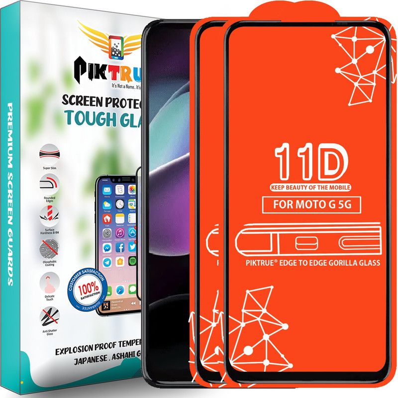 PikTrue Edge To Edge Tempered Glass for Moto G 5G  (Pack of 2)