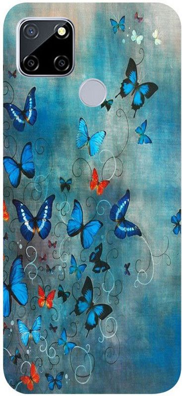 Skyhawk Back Cover for Realme C12 blue butterflys  (Multicolor, Waterproof, Silicon, Pack of: 1)