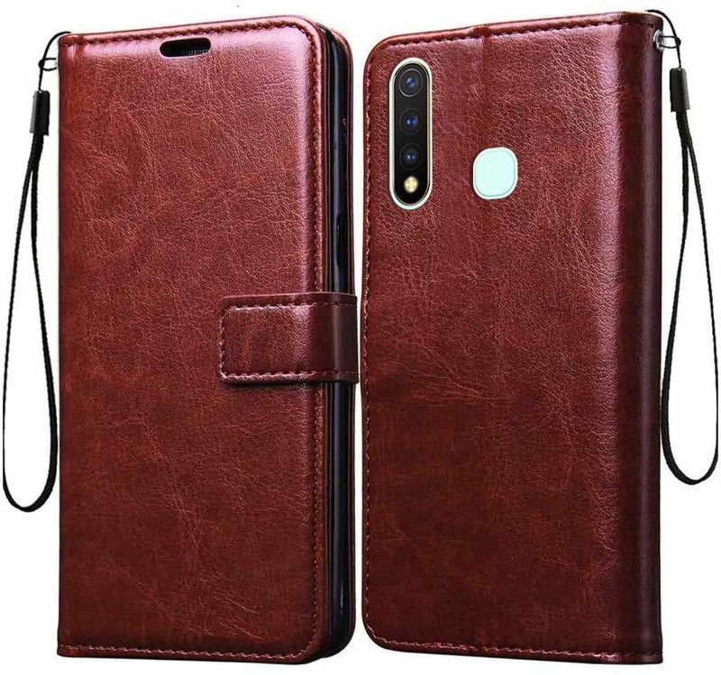 Mobilive Flip Cover for Vivo Y19 Vintage Style Wallet Case With Card Slot  (Brown, Shock Proof, Pack of: 1)