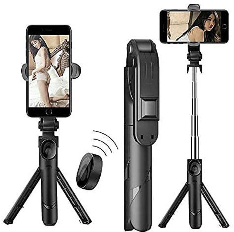 Depket Bluetooth Selfie Stick  (Black, Remote Included)