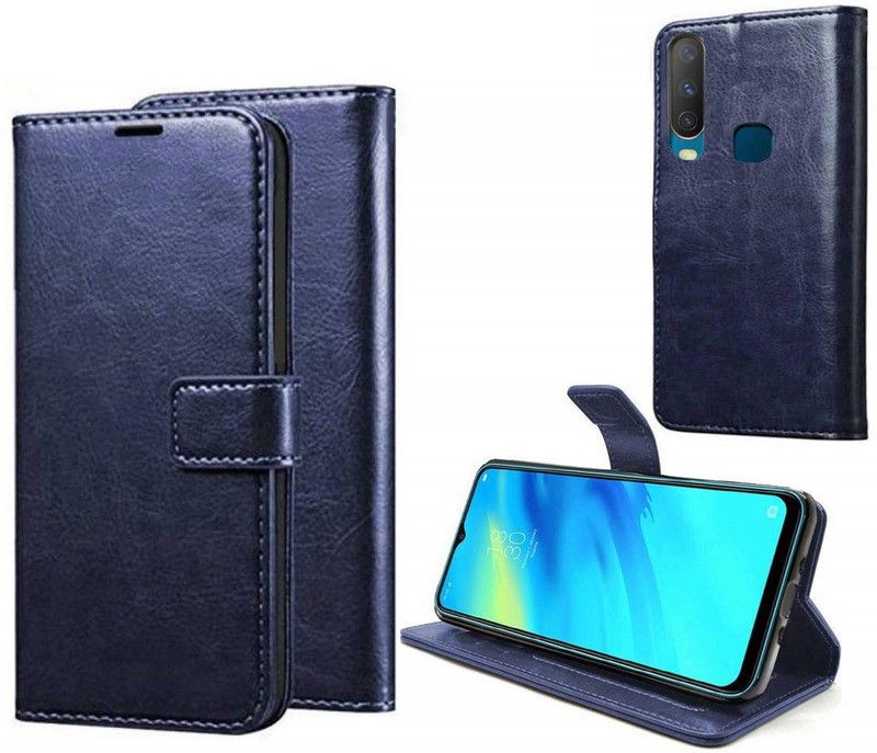 AmericHome Flip Cover for Vivo U10  (Blue, Grip Case, Pack of: 1)
