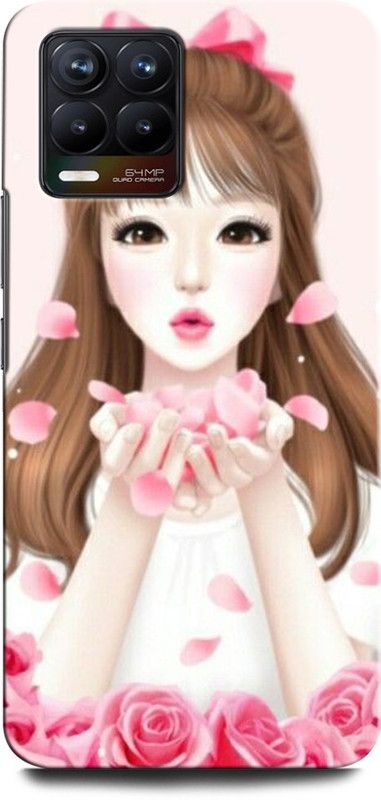ORBIQE Back Cover for Realme 8 GIRL, WOMEN ARTWORK, ANIME, PRETTY, BEUTY, HEART, UMBRELLA  (Multicolor, Hard Case, Pack of: 1)