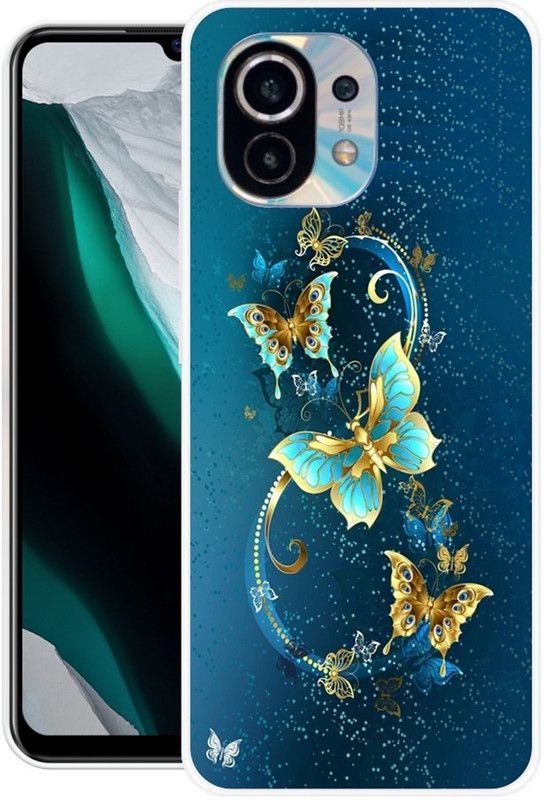 BLUEBUG Back Cover for Mi 11 Lite, Mi 11 Lite 5G  (Blue, Gold, Grip Case, Silicon, Pack of: 1)