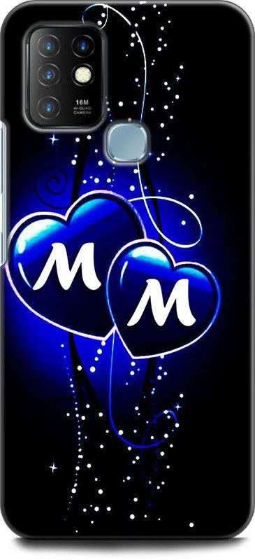 WallCraft Back Cover for Infinix Hot 10 M M, M LOVES M, M NAME, ALPHABET, MM LOVE, HART, BLUE  (Multicolor, Dual Protection, Pack of: 1)