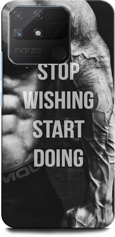 INTELLIZE Back Cover for Realme Narzo 50A GYM, FITNESS, WORKOUT, STOP WISHING START DOING  (Multicolor, Hard Case, Pack of: 1)