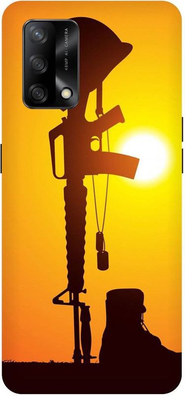 PICHKU Back Cover for OPPO A74  (Orange, Black, Hard Case, Pack of: 1)