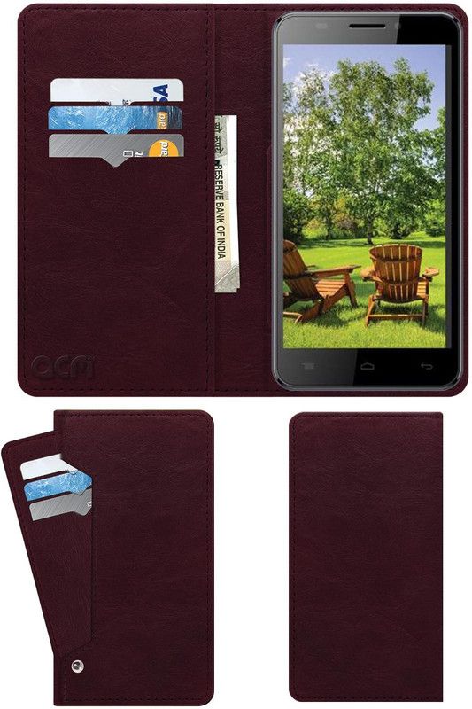 ACM Flip Cover for Intex Aqua Dream 2  (Maroon, Cases with Holder, Pack of: 1)