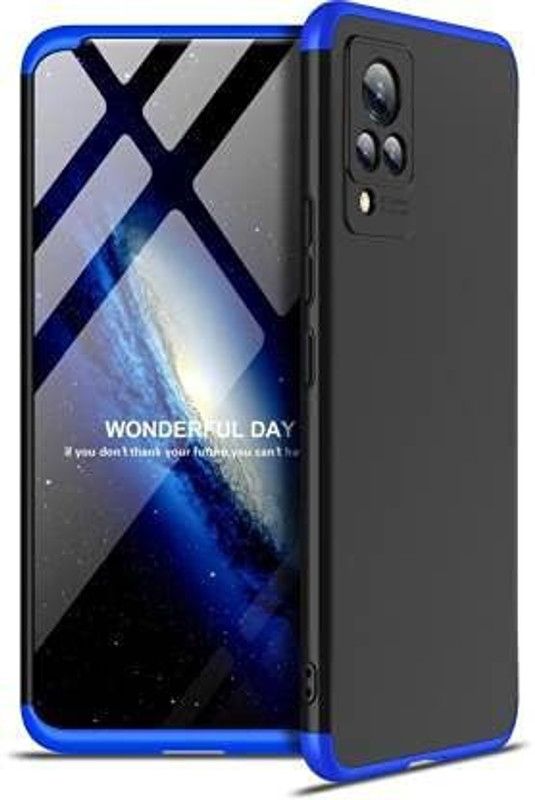 MOBILOVE Back Cover for Vivo V21 5G | Full Body 3 in 1 Slim Fit 360 Degree Protection Hard Bumper Back Case  (Blue, Black, Hard Case, Pack of: 1)