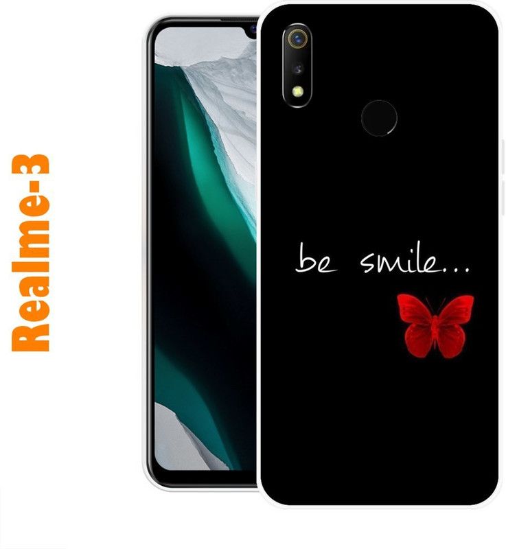 CellWorld Back Cover for Realme 3  (Black, Red, Grip Case, Silicon)