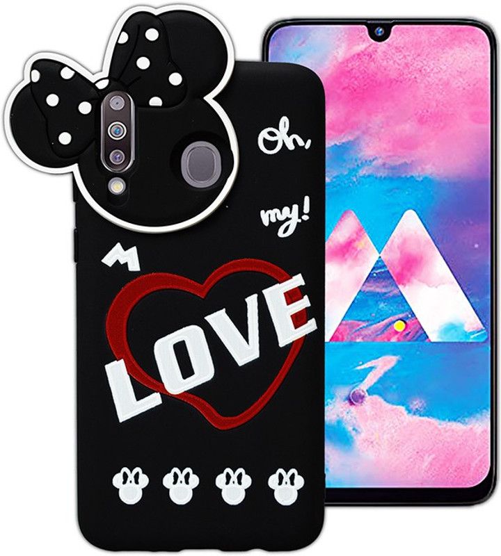 MARSHLAND Back Cover for Samsung Galaxy m30, Soft Silicon Flexible Love Printed Design Rubber (Black)  (Black, Pack of: 1)