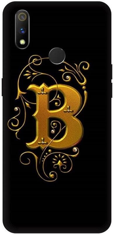 THE NARAYANA COLLECTIONS Back Cover for REALME 3-RMX1825-GOLDEN,B,LATTER,NAME,ALPHABET  (Multicolor, Hard Case, Pack of: 1)