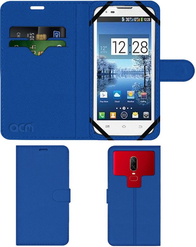 ACM Flip Cover for Idea Ultra  (Blue, Cases with Holder, Pack of: 1)
