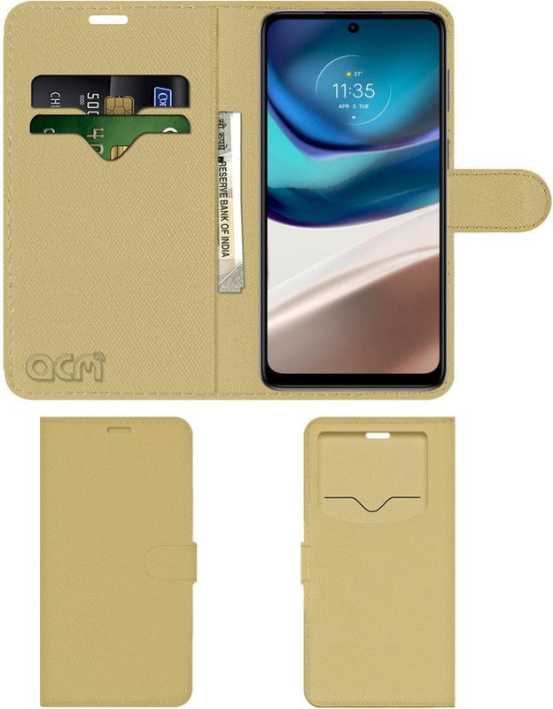 ACM Flip Cover for Moto G42  (Gold, Cases with Holder, Pack of: 1)