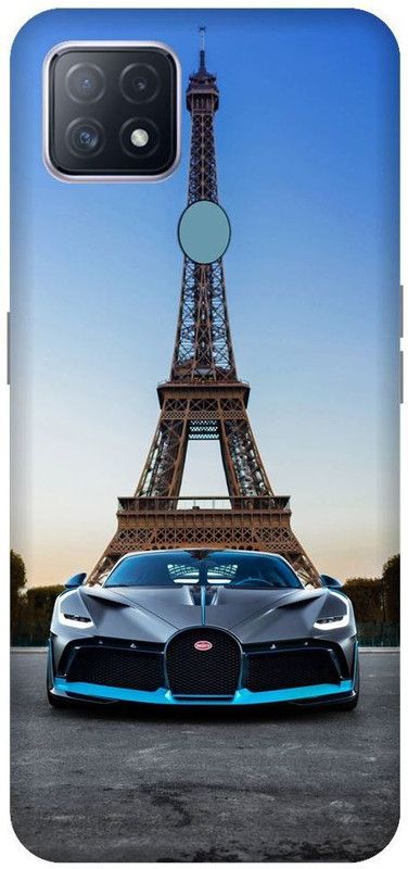 URCHIN Back Cover for Oppo A15S Bugati, Paris, eiffel tower, sportscar  (Multicolor, Shock Proof, Pack of: 1)