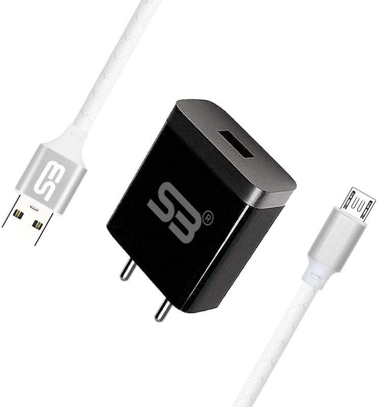 SB 12 W NA 3.4 A Mobile Wall Charger 12W with Micro USB Cable Charging Adapter Travel charger MISA-025 Charger with Detachable Cable  (Black, Cable Included)